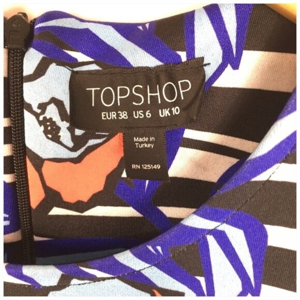 TopShop Dress Women Size 6 Sleeveless Bodycon Flower Slice Jersey Short Colorful - Picture 7 of 10